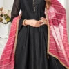 Black Art Silk Embroidered Gown Party Wear