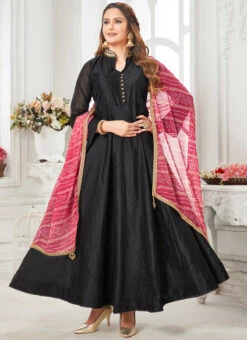 Black Art Silk Embroidered Gown Party Wear 6 Black Art Silk Embroidered Gown Party Wear -Indo Clothing Shop black art silk embroidered gown bgwrmnf824bl u