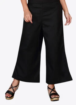 Black Cotton Culottes After Six Wear -Indo Clothing Shop black cotton culottes wbcul0012b b
