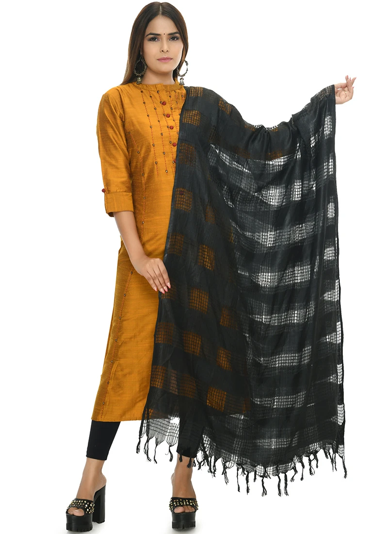 Black Cotton Dupatta Festive Wear 3 Black Cotton Dupatta Festive Wear - Image 3