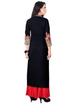 Black Cotton Kurta Palazzo Set After Six Wear -Indo Clothing Shop black cotton kurta palazzo set krsdmf250 b