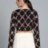 Black Embroidered Belt Blouse Festive Wear