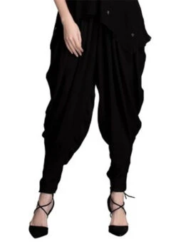 Black Faux Crepe Patiala Pant Work Wear -Indo Clothing Shop black faux crepe patiala pant wbjsns19 u