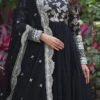 Black Faux Georgette Embroidered Dresses And Gown Party Wear