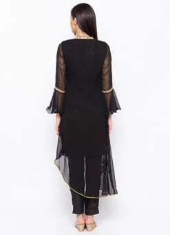 Black Georgette Embroidered Kurta Straight Pant Set After Six Wear -Indo Clothing Shop black georgette embroidered kurta straight pant set krsmnc1988ks b
