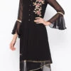 Black Georgette Embroidered Kurta Straight Pant Set After Six Wear
