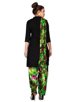 Black N Green Cotton Semi Patiala Pant After Six Wear -Indo Clothing Shop black n green cotton semi patiala pant wbpat082 b