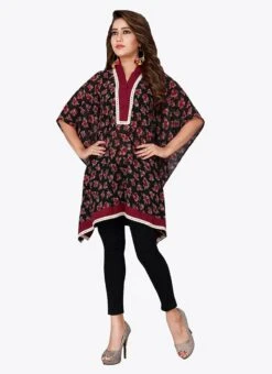 Black N Maroon Georgette Kaftan After Six Wear -Indo Clothing Shop black n maroon georgette kaftan kfmnc006 u