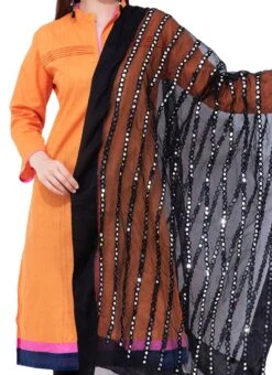 Black Organza Cotton Gota Patti Work Dupatta Festive Wear