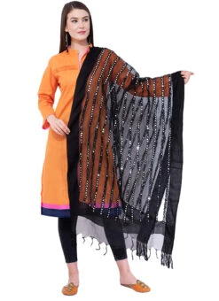 Black Organza Cotton Gota Patti Work Dupatta Festive Wear -Indo Clothing Shop black organza cotton gota patti work dupatta dpdmfmfd021 u