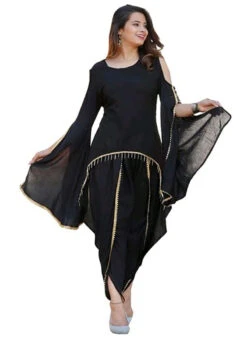 Black Rayon Kurta Patiyala Set Work Wear -Indo Clothing Shop black rayon kurta patiyala set krsdmf913 u
