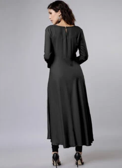 Black Rayon Salwar Set Work Wear -Indo Clothing Shop black rayon salwar set krsdmfn309 b