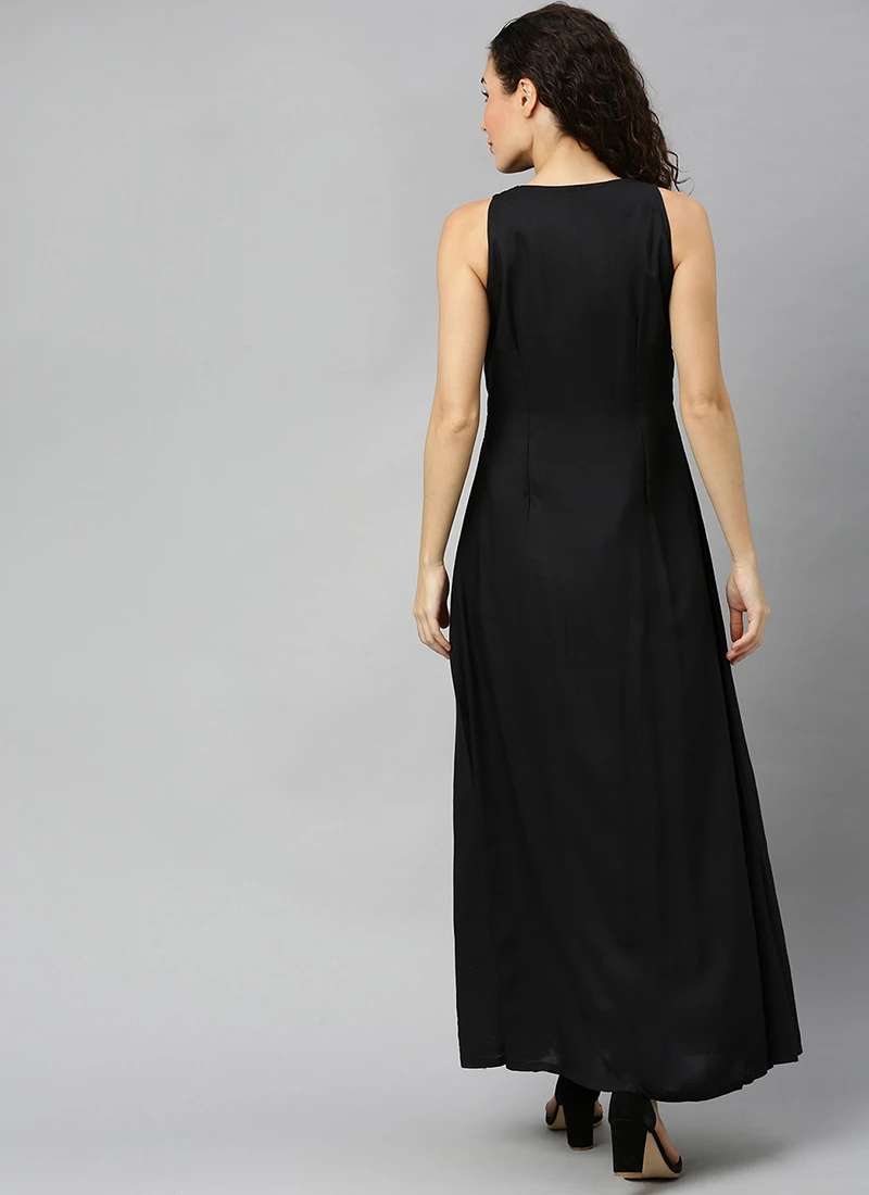 Black Modal Ankle Length Dress After Six Wear 4 Black Modal Ankle Length Dress After Six Wear - Image 4
