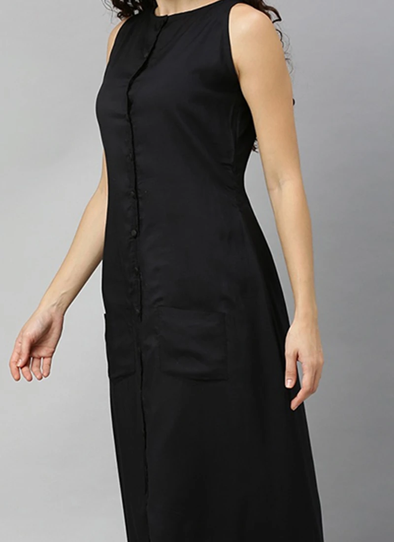 Black Modal Ankle Length Dress After Six Wear 1 Black Modal Ankle Length Dress After Six Wear