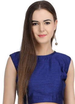 Blue Art Dupion Silk Plain Blouse Festive Wear 6 Blue Art Dupion Silk Plain Blouse Festive Wear -Indo Clothing Shop blue art dupion silk plain blouse bldiw23 u