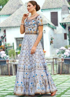 Blue Art Silk Anarkali Gown Party Wear 6 Blue Art Silk Anarkali Gown Party Wear -Indo Clothing Shop blue art silk anarkali gown bgwsjssb1209 u