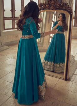 Blue Art Silk Cord Work Dresses And Gown Party Wear 7 Blue Art Silk Cord Work Dresses And Gown Party Wear -Indo Clothing Shop blue art silk cord work anarkali suit bgwrska46239642 b