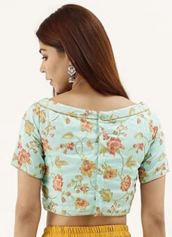 Blue Art Silk Embroidered Blouse Festive Wear -Indo Clothing Shop blue art silk embroidered blouse BLBS02305186 b