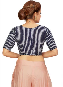 Blue Blended Cotton Blouse After Six Wear -Indo Clothing Shop blue blended cotton blouse blmff1832bl b