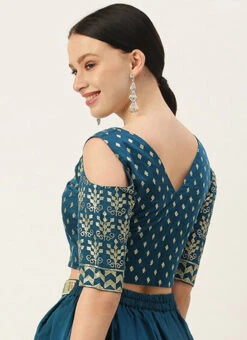 Blue Chanderi Art Silk Blouse Festive Wear 7 Blue Chanderi Art Silk Blouse Festive Wear -Indo Clothing Shop blue chanderi art silk blouse BLBS02305267 b