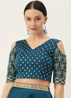 Blue Chanderi Art Silk Blouse Festive Wear 6 Blue Chanderi Art Silk Blouse Festive Wear -Indo Clothing Shop blue chanderi art silk blouse BLBS02305267 u