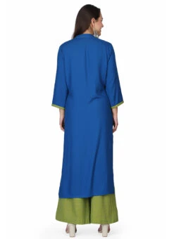 Blue Cotton Kurta Palazzo Set Party Wear 7 Blue Cotton Kurta Palazzo Set Party Wear -Indo Clothing Shop blue cotton kurta palazzo set krskifh99660001150 b