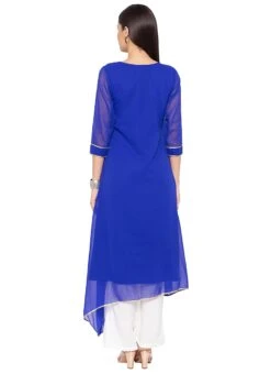 Blue Embroidered Kurta Palazzo Set After Six Wear -Indo Clothing Shop blue embroidered kurta palazzo set krsmnc1971 b