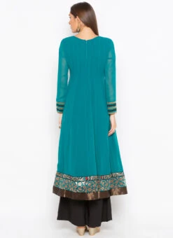 Blue Georgette Embroidered Kurta Palazzo Set Party Wear 7 Blue Georgette Embroidered Kurta Palazzo Set Party Wear -Indo Clothing Shop blue georgette embroidered kurta palazzo set krsmnc2094 b