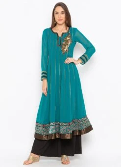 Blue Georgette Embroidered Kurta Palazzo Set Party Wear 6 Blue Georgette Embroidered Kurta Palazzo Set Party Wear -Indo Clothing Shop blue georgette embroidered kurta palazzo set krsmnc2094 u