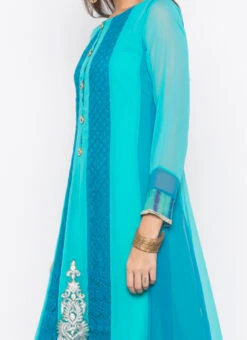 Blue Georgette Kurta Palazzo Set Party Wear