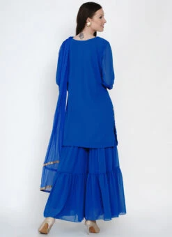 Blue Georgette Kurta Sharara Set Party Wear 7 Blue Georgette Kurta Sharara Set Party Wear -Indo Clothing Shop blue georgette kurta sharara set slsdrnr479 b