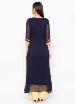 Blue Net Kurta Palazzo Set Party Wear -Indo Clothing Shop blue net kurta palazzo set krsmnkc2045 b