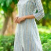 Blue Pure Cotton Hand Block Printed Kurta Semi Palazzo Set After Six Wear