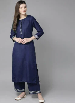 Blue Rayon Kurta Palazzo Set Party Wear -Indo Clothing Shop blue rayon kurta palazzo set krsdmf7153g u