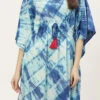 Blue Rayon Tie N Dye Kaftan Long Tunic Work Wear