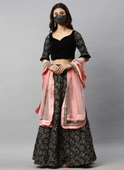 Blue Velvet Embroidered Umbrella Skirt Party Wear 6 Blue Velvet Embroidered Umbrella Skirt Party Wear -Indo Clothing Shop blue velvet embroidered umbrella skirt WBBS02012598 u