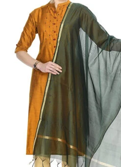 Bottle Green Art Silk Banarasi Dupatta After Six Wear