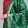 Bottle Green Benarasi Silk Jacquard Woven Dupatta Festive Wear