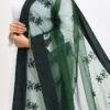 Bottle Green Organza Cotton Chikankari Embroidery Dupatta Work Wear