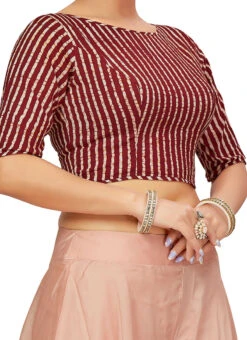 Brown Blended Cotton Blouse After Six Wear