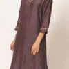 Brownish Purple Pure Chanderi Silk Embroidered Kurta Semi Palazzo Set Party Wear
