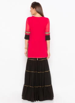 Candy Pink Georgette Embroidered Kurta Sharara Set After Six Wear 7 Candy Pink Georgette Embroidered Kurta Sharara Set After Six Wear -Indo Clothing Shop candy pink georgette embroidered kurta sharara set krsmnc1995ks b