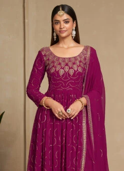 Cherry Pink Faux Georgette Sequins Dresses And Gown Party Wear 7 Cherry Pink Faux Georgette Sequins Dresses And Gown Party Wear -Indo Clothing Shop cherry pink faux georgette sequins dresses and gown bgwrsad7104 b