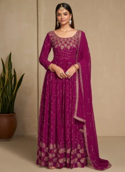 Cherry Pink Faux Georgette Sequins Dresses And Gown Party Wear 6 Cherry Pink Faux Georgette Sequins Dresses And Gown Party Wear -Indo Clothing Shop cherry pink faux georgette sequins dresses and gown bgwrsad7104 u