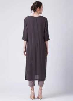 Chocolate Brown Georgette Kurta Straight Pant Set Work Wear 7 Chocolate Brown Georgette Kurta Straight Pant Set Work Wear -Indo Clothing Shop chocolate brown georgette kurta straight pant set krsdvcsvts02 b