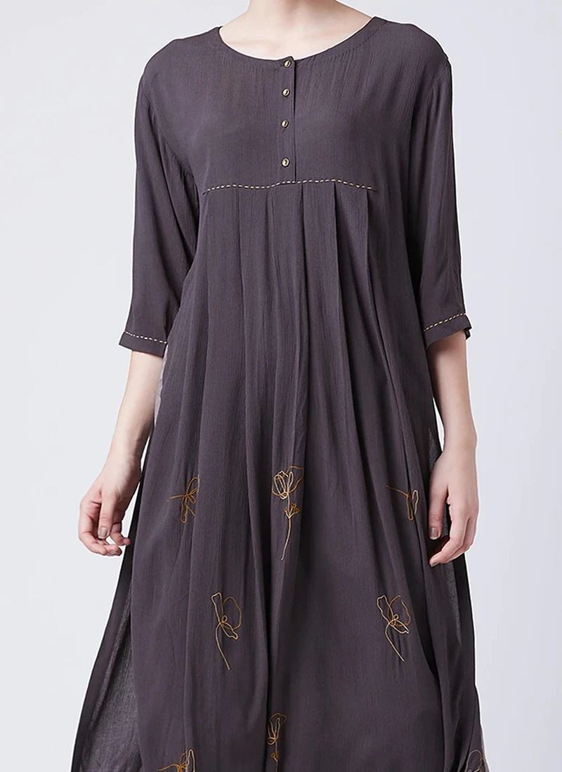 Chocolate Brown Georgette Kurta Straight Pant Set Work Wear 1 Chocolate Brown Georgette Kurta Straight Pant Set Work Wear