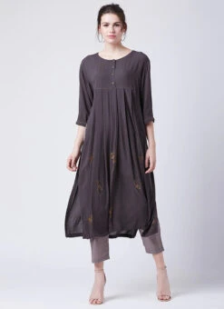 Chocolate Brown Georgette Kurta Straight Pant Set Work Wear 6 Chocolate Brown Georgette Kurta Straight Pant Set Work Wear -Indo Clothing Shop chocolate brown georgette kurta straight pant set krsdvcsvts02 u