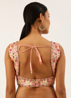Coral Pink Silk Embroidered Work Blouse Party Wear 7 Coral Pink Silk Embroidered Work Blouse Party Wear -Indo Clothing Shop coral pink silk embroidered work blouse blspfb134c b
