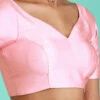 Coral Pink Silk Solid Stitched Readymade Blouse Party Wear