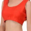 Coral Red Art Dupion Silk Plain Blouse Festive Wear